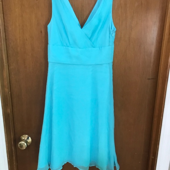 J. Crew Turquoise VNeck Dress 100% Silk 0P Petite - Picture 3 of 5